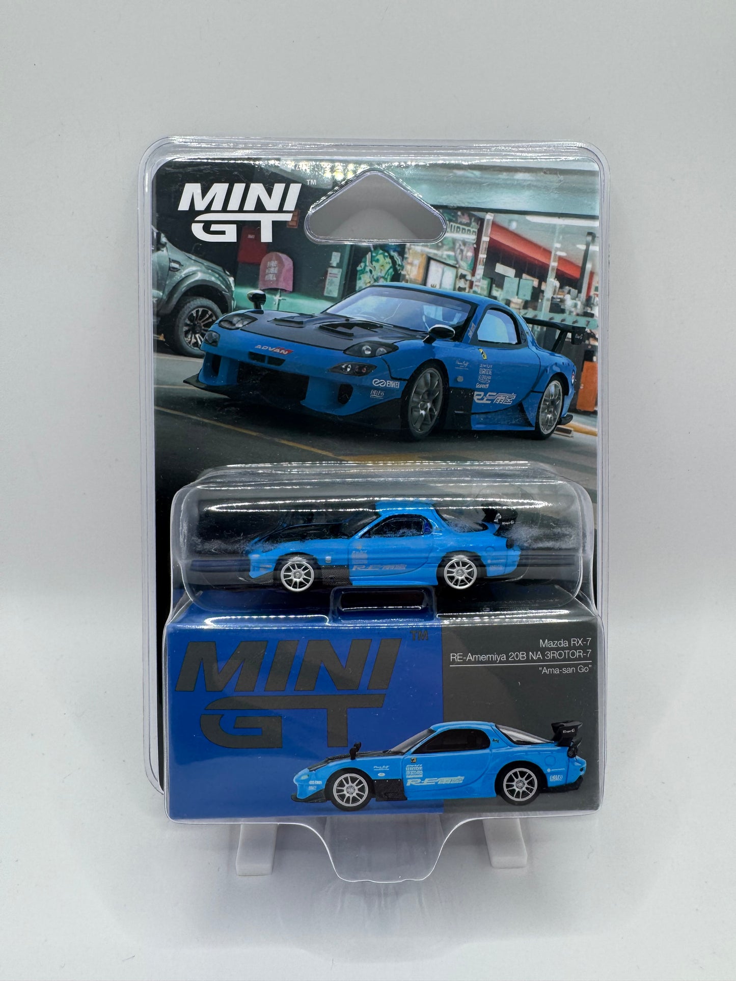 Mini GT: Mazda RX-7 RE-Amemiya "Ama-san Go" - Blue
