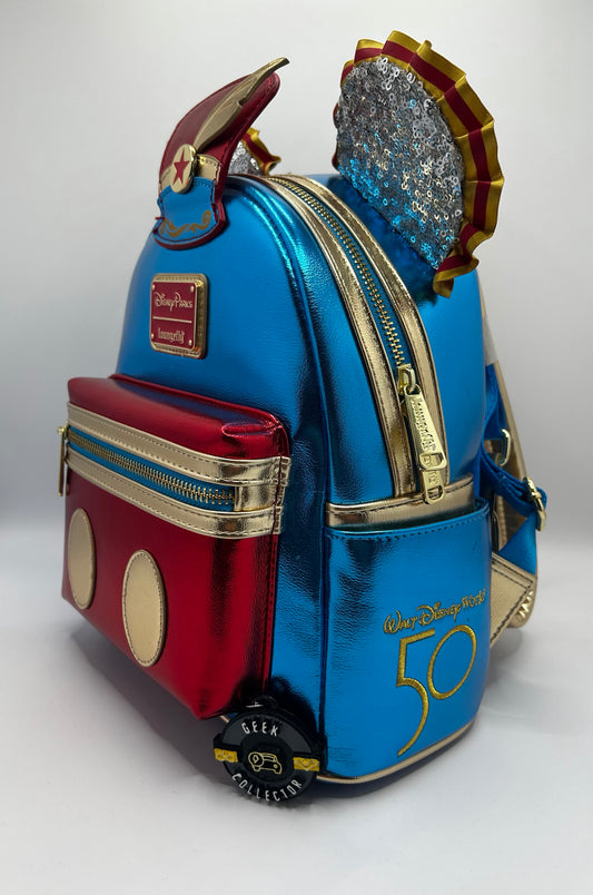Loungefly Disney Parks 50th Mickey The Main Attraction Dumbo Flying Elephant Mini Backpack
