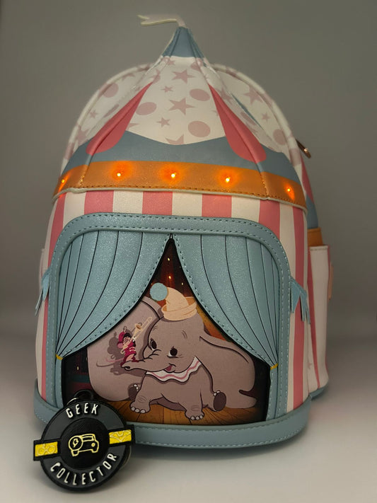 Loungefly Disney Dumbo Exclusive Circus Tent Light Up Mini Backpack