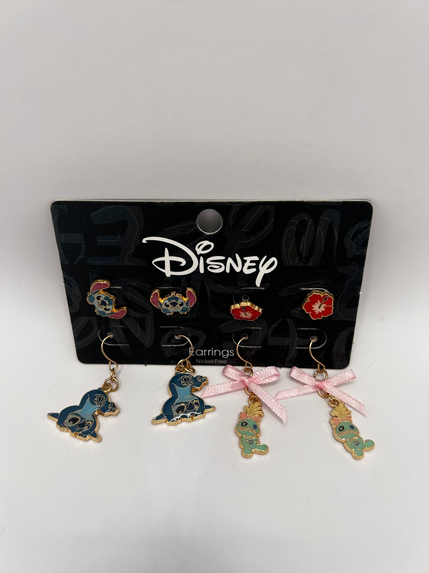 Megaset de Aretes Disney: Stitch, Scrump y Flores de Hibisco