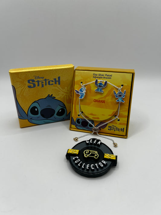 Pulsera Disney Stitch - "Ohana" | Baño de Plata Fina