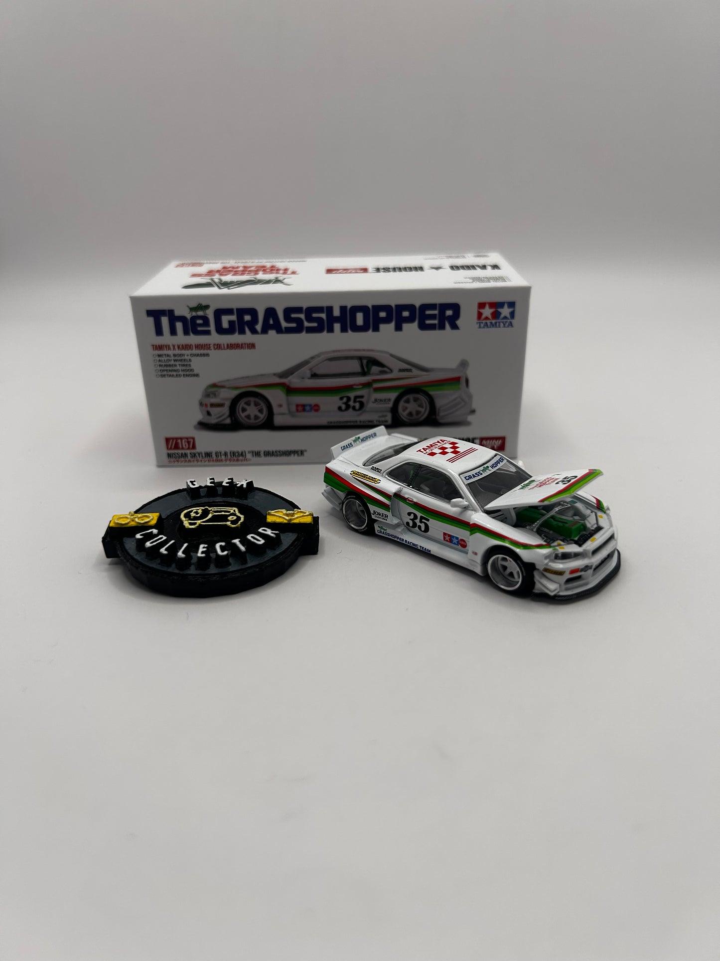Nissan Skyline GT-R (R34) "The Grasshopper" – Tamiya x Kaido House x MINI GT