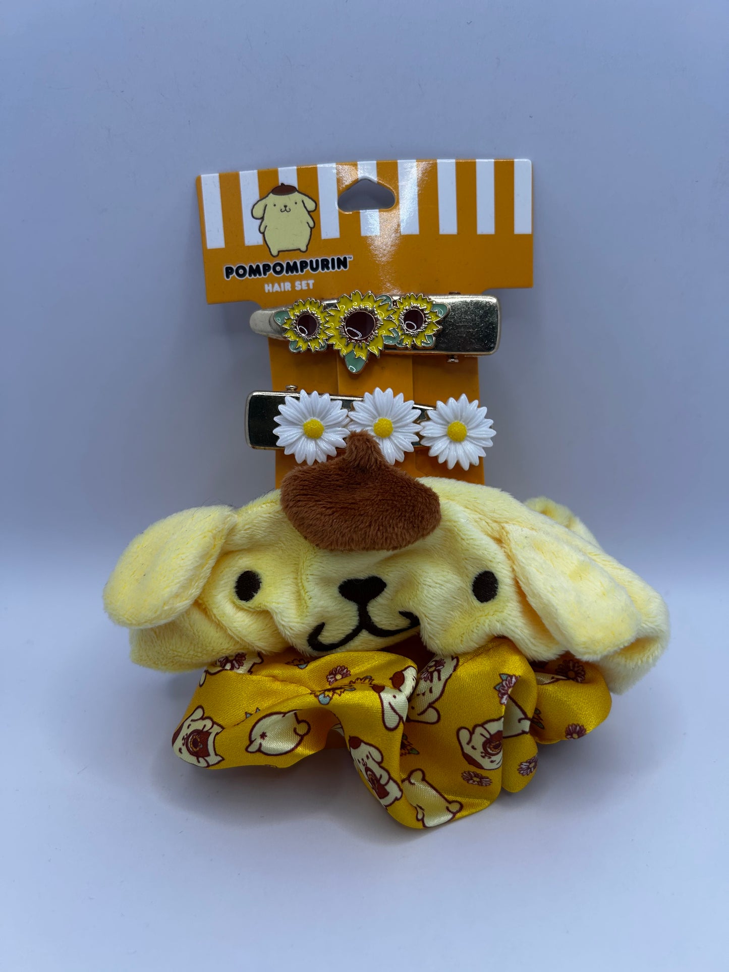 Pompompurin Hair Set: Colección Sunny Garden (Scrunchie y Pasadores)