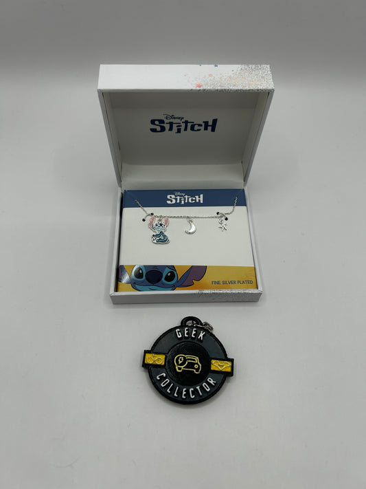 Collar Disney Stitch - Edición "Noche Estrellada" | Baño de Plata Fina
