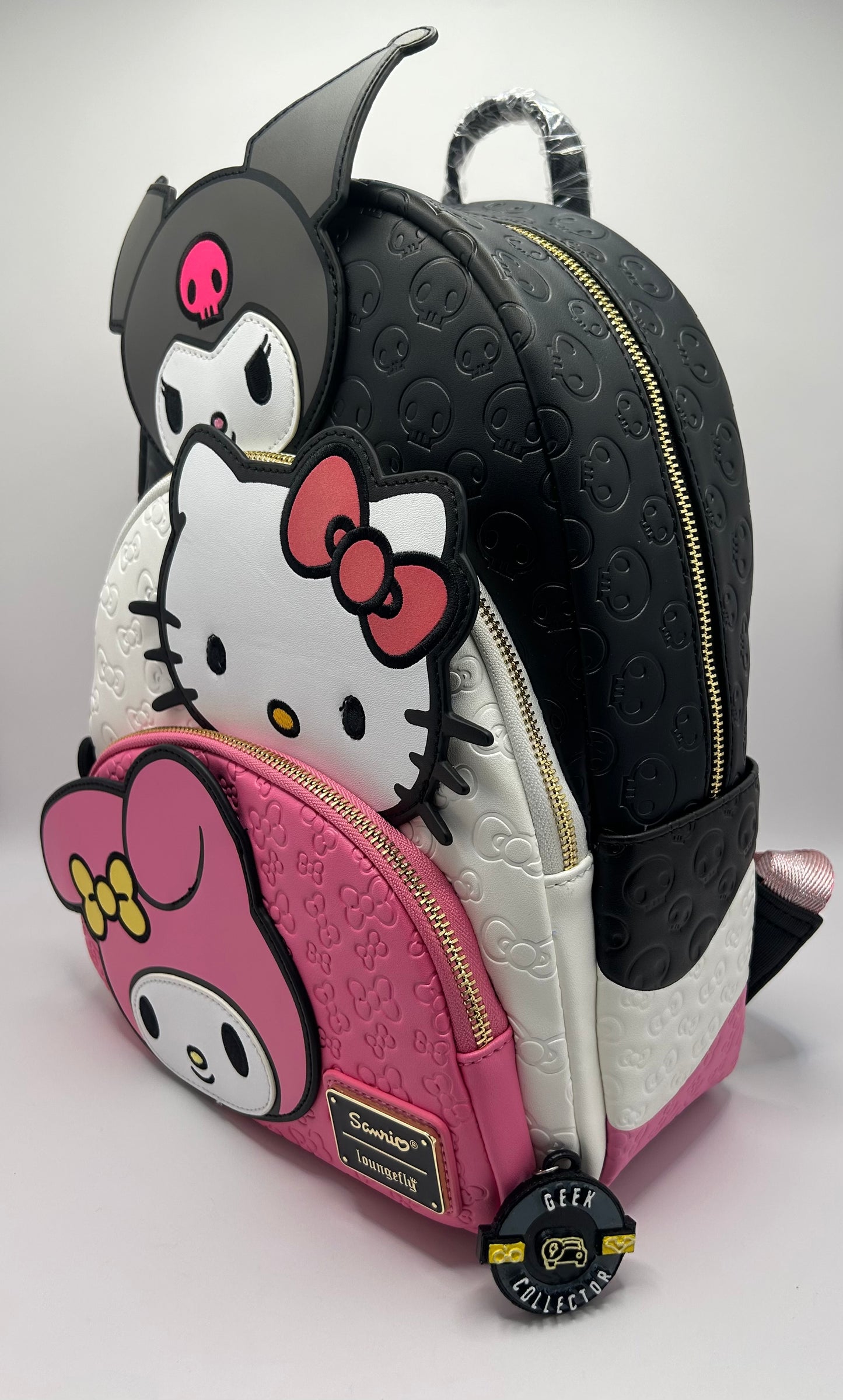 Mochila Loungefly Sanrio: Triple Diversión (Kuromi, Hello Kitty & My Melody)
