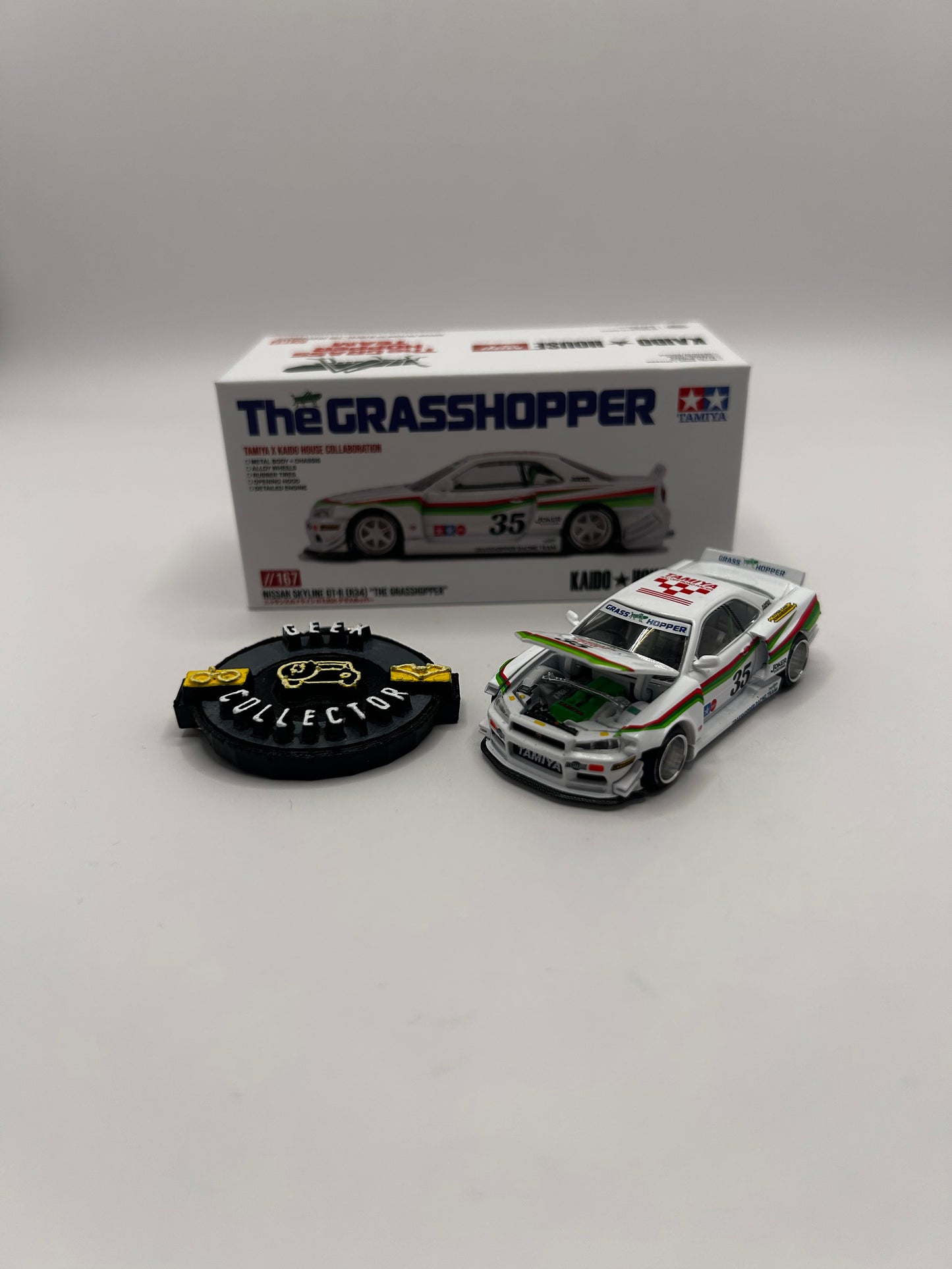 Nissan Skyline GT-R (R34) "The Grasshopper" – Tamiya x Kaido House x MINI GT