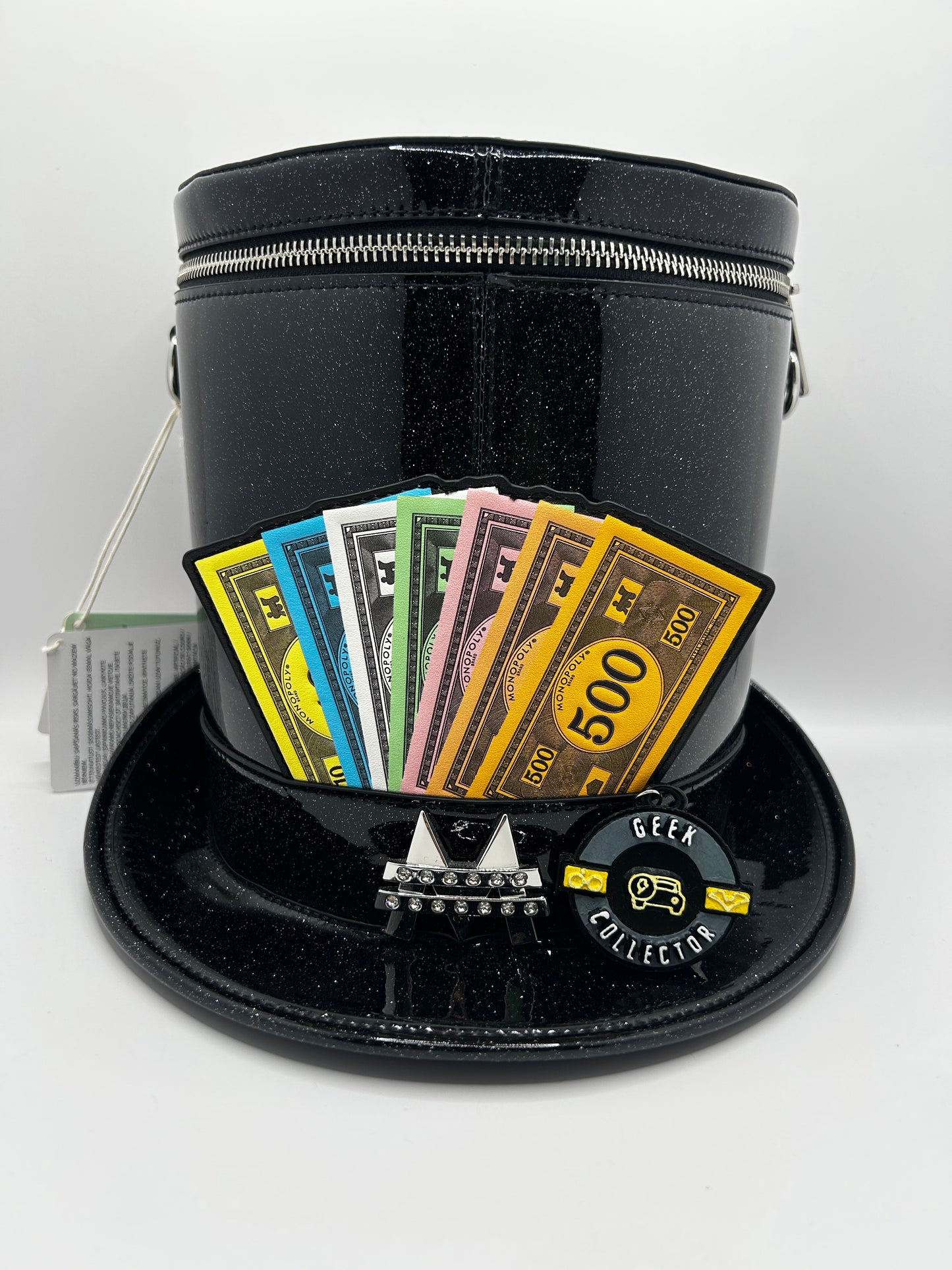 Loungefly Monopoly 90th Anniversary Top Hat Glitter Crossbody Bag