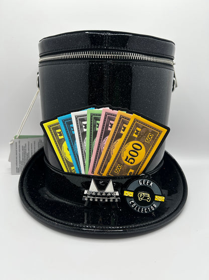 Loungefly Monopoly 90th Anniversary Top Hat Glitter Crossbody Bag