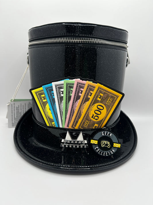 Loungefly Monopoly 90th Anniversary Top Hat Glitter Crossbody Bag