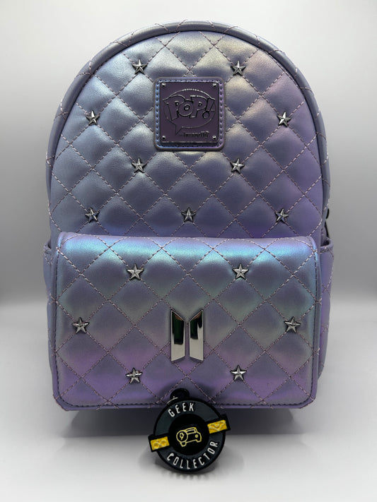 Loungefly BTS Logo Iridescent Purple Mini Backpack