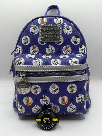 Loungefly Disney Parks Disney 100 Mickey Mouse & Friends Mini Backpack Purple