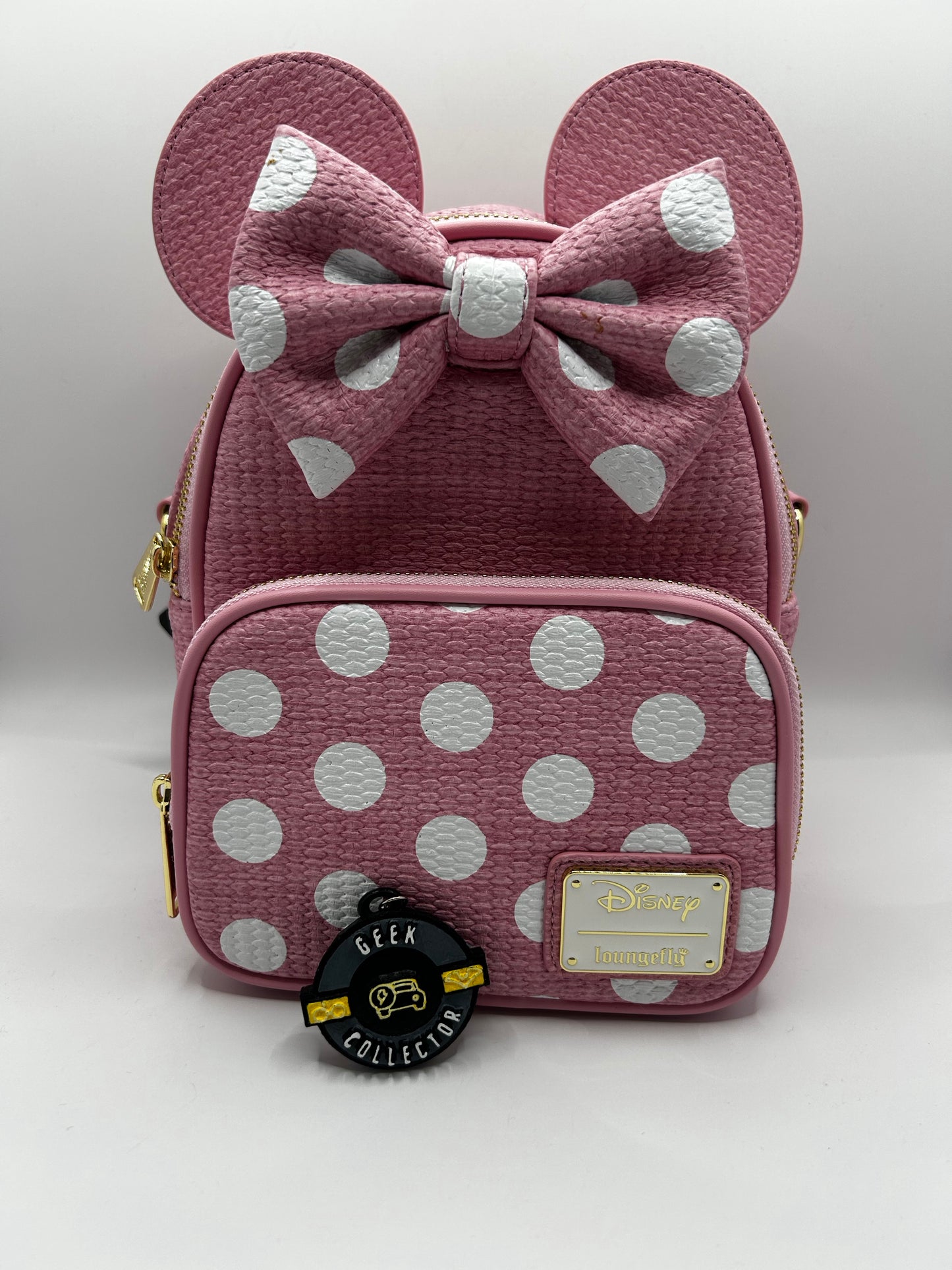 Loungefly Disney Minnie Mouse Pink Straw Convertible Mini Backpack