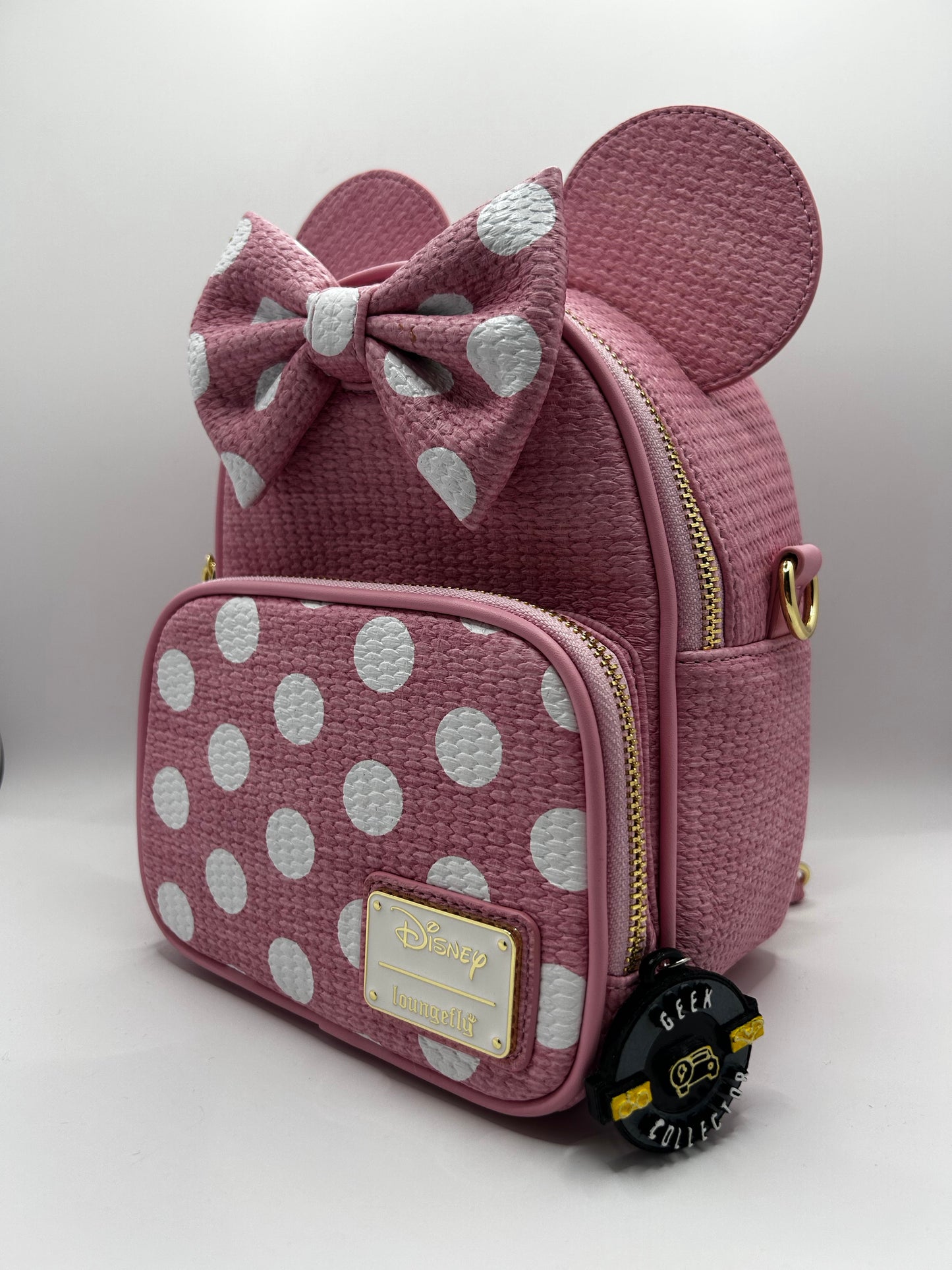 Loungefly Disney Minnie Mouse Pink Straw Convertible Mini Backpack