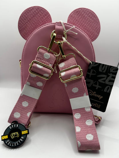 Loungefly Disney Minnie Mouse Pink Straw Convertible Mini Backpack