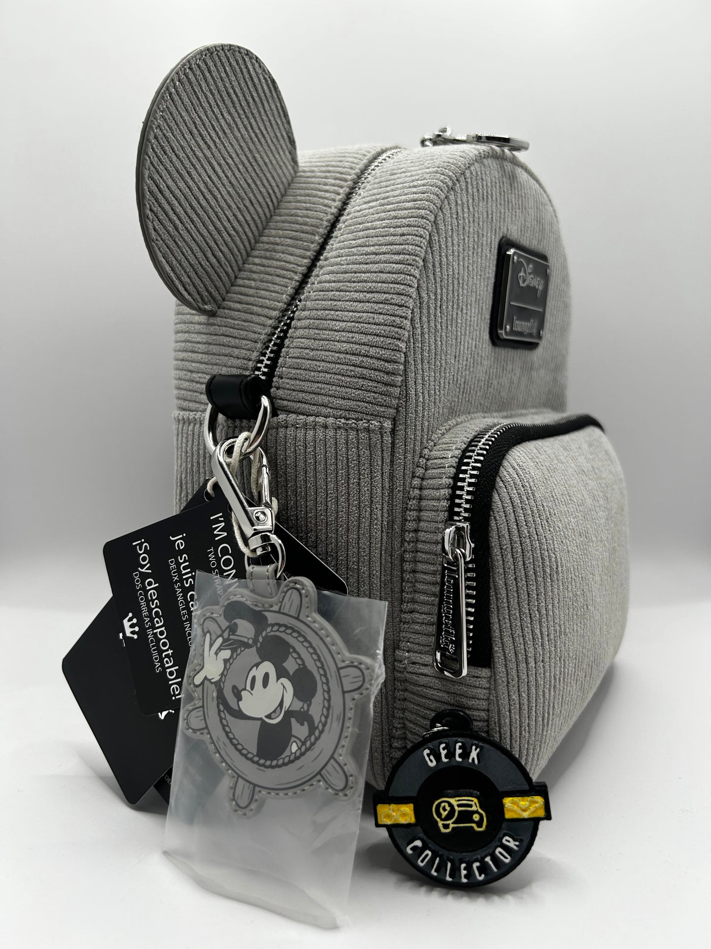 Loungefly Disney Steamboat Willie Corduroy Convertible Mini Backpack Exclusive