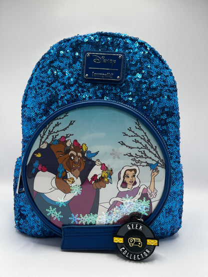 Loungefly Disney Snow Globe Series Beauty and the Beast Mini Backpack