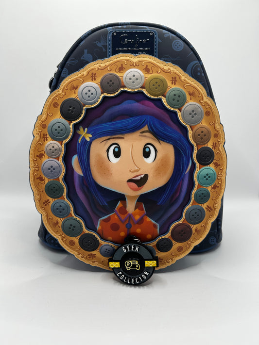 Loungefly Coraline Portal Button Frame Lenticular Mini Backpack Exclusive