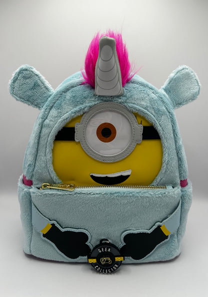Loungefly Minions Fluffy  Unicorn Costume Plush Wristlet Mini Backpack Exclusive