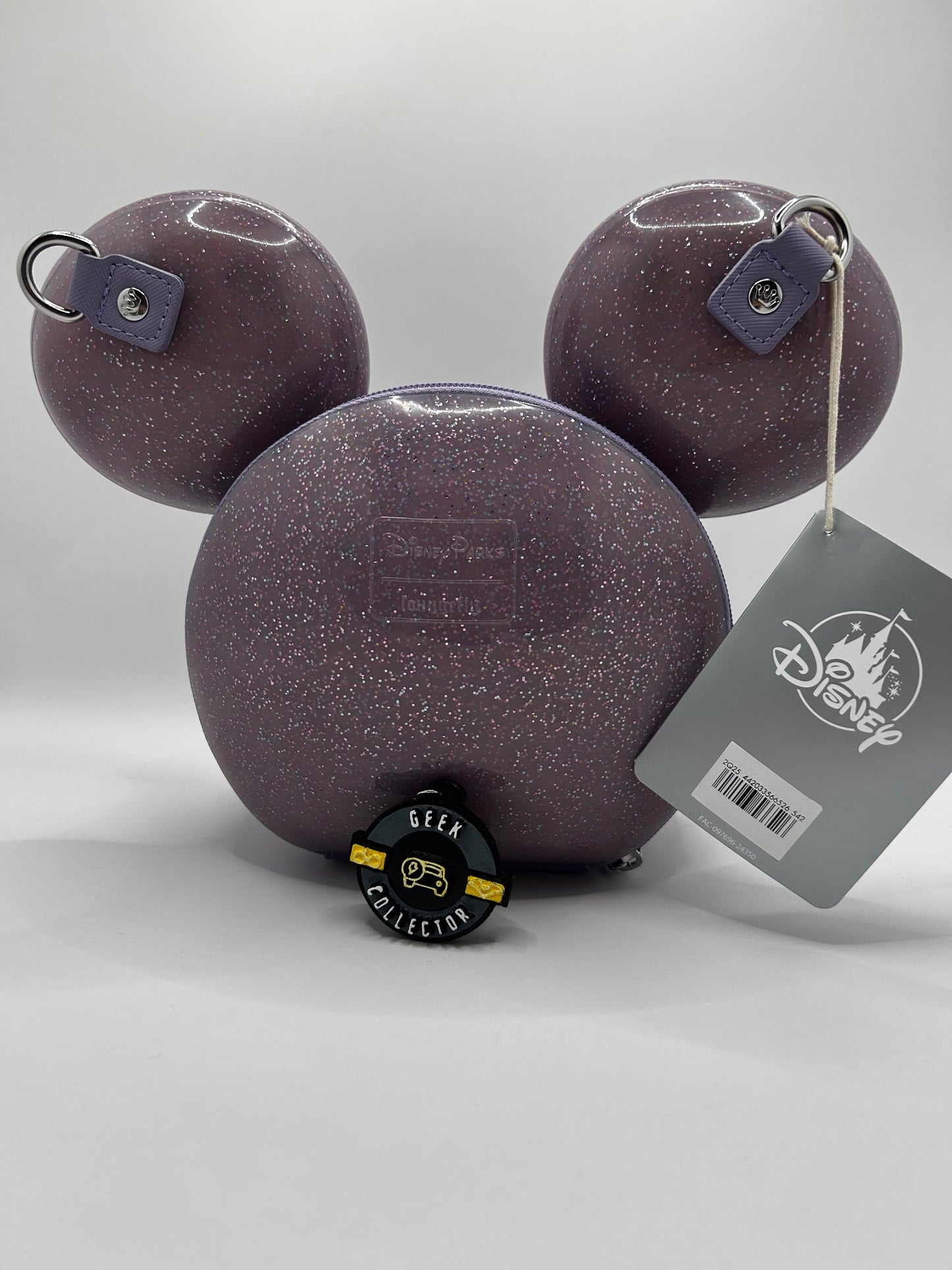 Loungefly Disney Parks Mickey Mouse 3D Head Purple Glitter Crossbody Exclusive