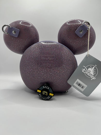 Loungefly Disney Parks Mickey Mouse 3D Head Purple Glitter Crossbody Exclusive