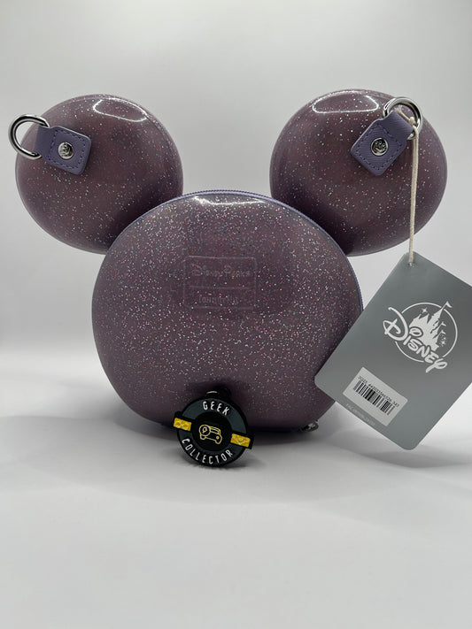 Loungefly Disney Parks Mickey Mouse 3D Head Purple Glitter Crossbody Exclusive