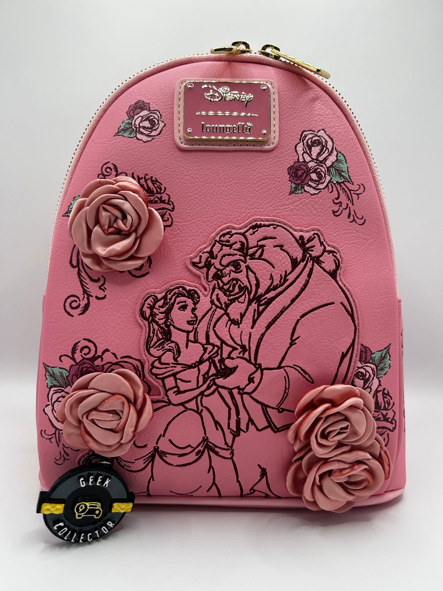 Loungefly Disney Beauty and the Beast Pink Roses Mini Backpack Exclusive