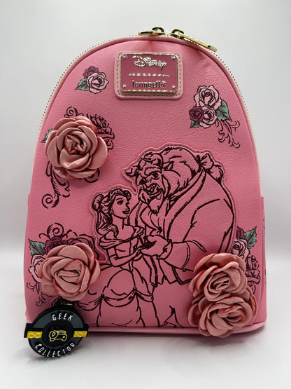 Loungefly Disney Beauty and the Beast Pink Roses Mini Backpack Exclusive