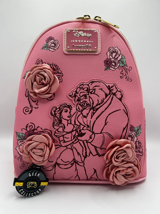 Loungefly Disney Beauty and the Beast Pink Roses Mini Backpack Exclusive