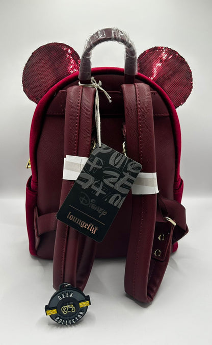 Loungefly  Disney Parks Minnie Mouse Polka Dot Red Sequin Mini Backpack Exclusive