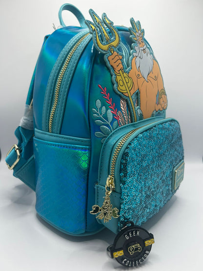 Loungefly Disney Limited Edition King Triton Sequin Backpack Exclusive