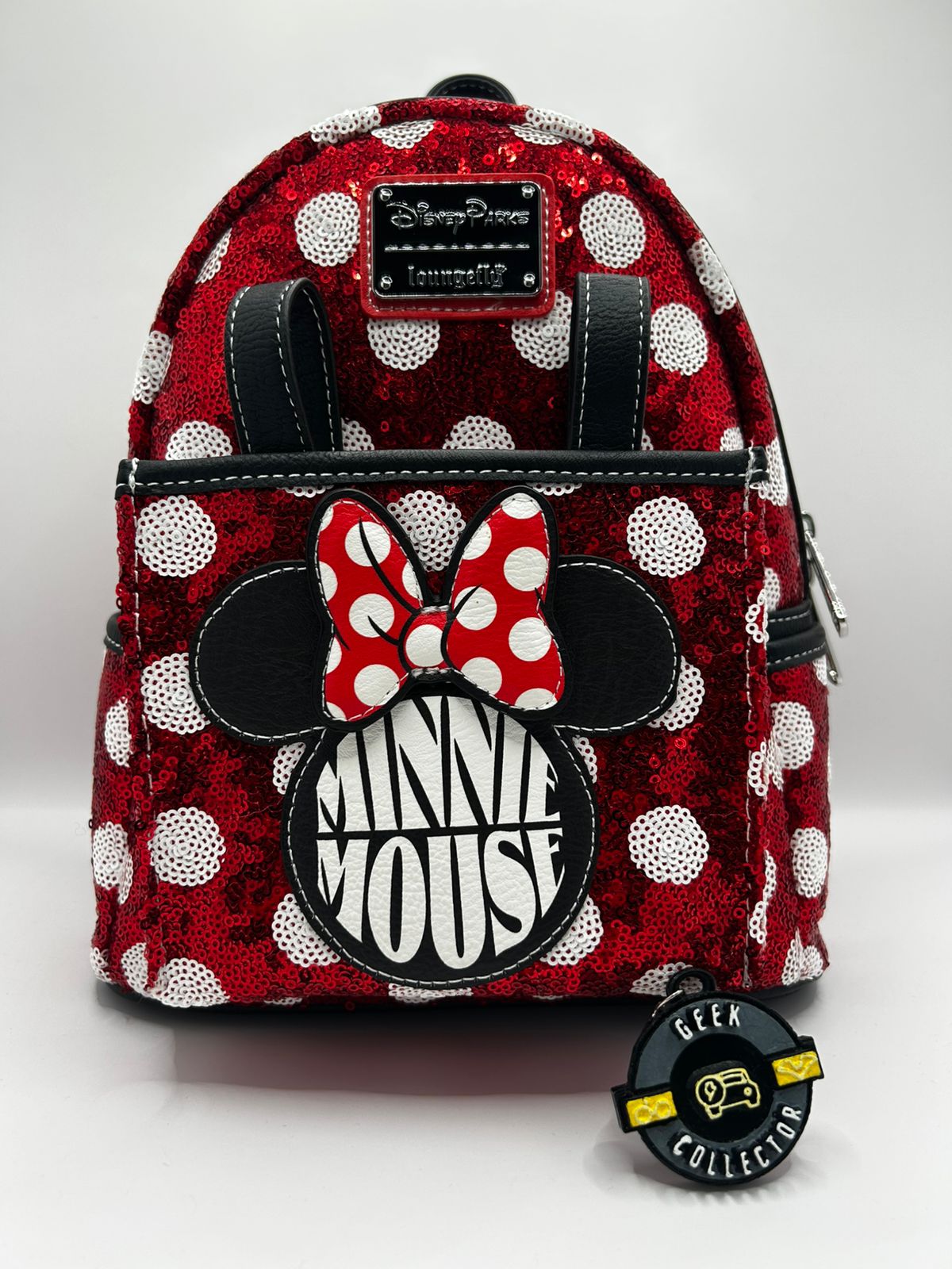 Loungefly  Disney Parks Minnie Mouse Polka Dot Red Sequin Mini Backpack Exclusive