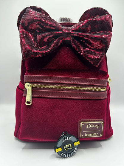Loungefly  Disney Parks Minnie Mouse Polka Dot Red Sequin Mini Backpack Exclusive